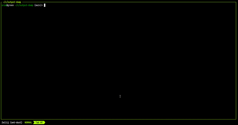 Zellij terminal multiplexer layout with panes and visible key bindings bar